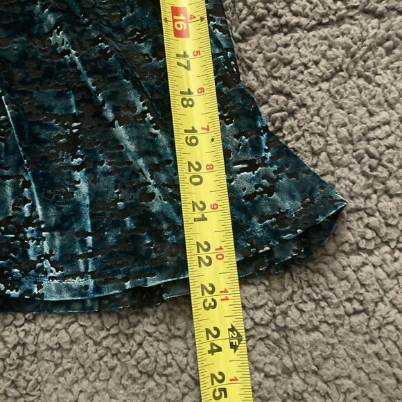 Vintage Decree Y2K Burnout Velvet Blouse Teal Womens SMALL Peplum Goth 90s - Picture 10 of 10